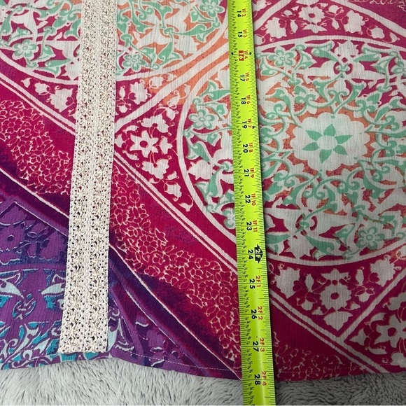 Chicos Kaleidoscope Medallion Poncho Top Crochet Metallic‎ Boho Beach Blouse S/M - Picture 8 of 9